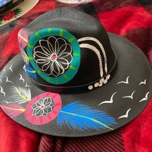 “Authentic Mexican “ hand painted Panama style hat